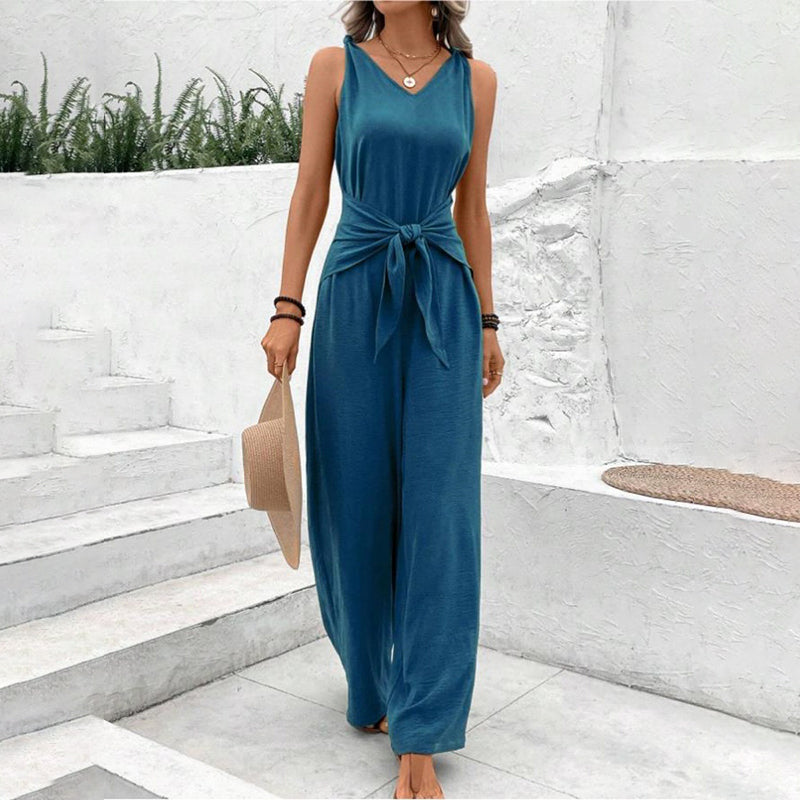 👗 60% RABATT! 💃 Kvinnors Enfärgad Jumpsuit med Midjebälte – Elegant Design, Figursydd & Perfekt För Fest & Vardag 🌸