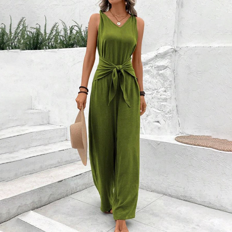👗 60% RABATT! 💃 Kvinnors Enfärgad Jumpsuit med Midjebälte – Elegant Design, Figursydd & Perfekt För Fest & Vardag 🌸