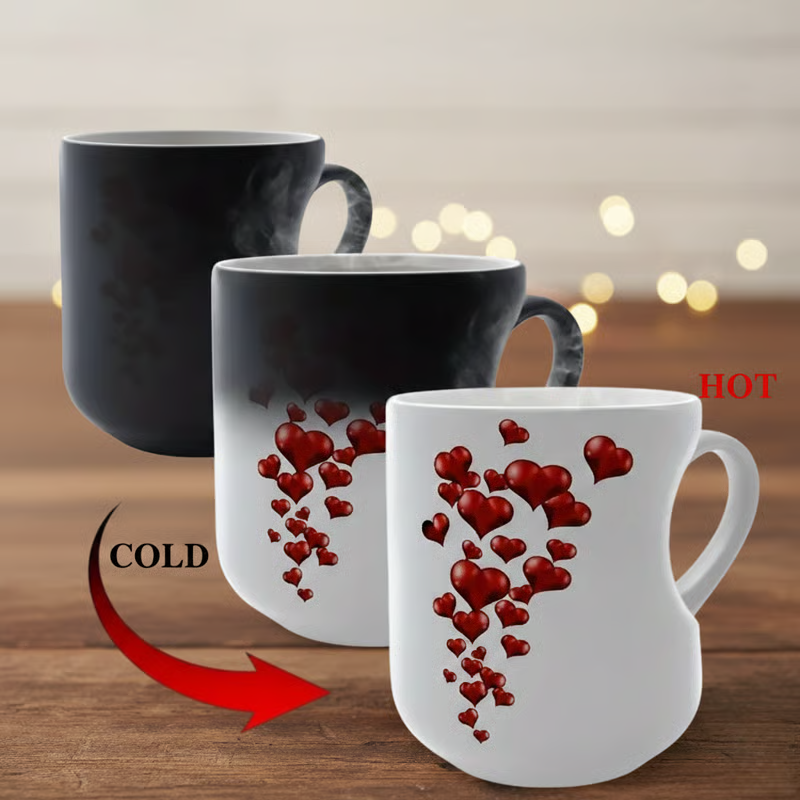 📢📢Alla hjärtans dag gåvor⏰ Färgskiftande keramikmugg med hjärtformat handtag till 💝✨
