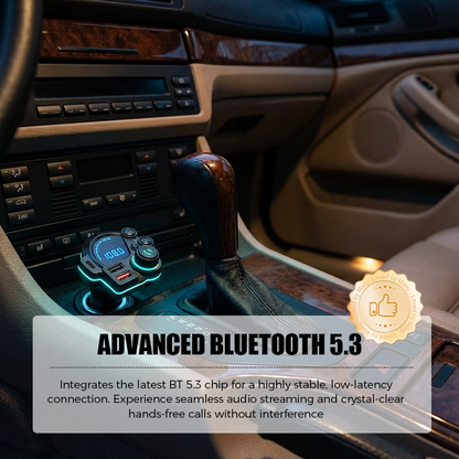 Universell FM-Bluetooth-sändare med dubbla portar för bil