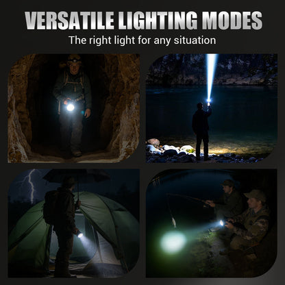 Multifunktionell LED-ficklampa med zoom och strömindikator