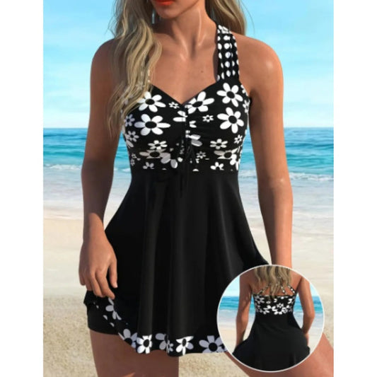 🔥🎁Nyhet 60 % RABATT🔥Dam-tankini-baddräkter med blommönster och boyshorts