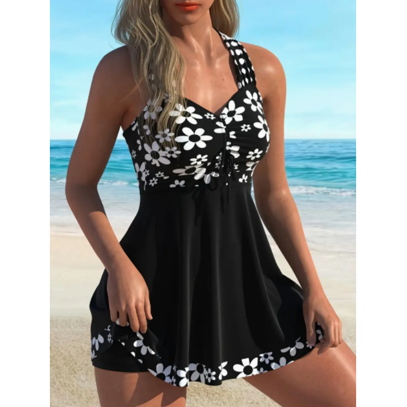 🔥🎁Nyhet 60 % RABATT🔥Dam-tankini-baddräkter med blommönster och boyshorts