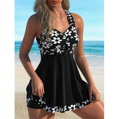 🔥🎁Nyhet 60 % RABATT🔥Dam-tankini-baddräkter med blommönster och boyshorts
