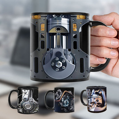 Keramisk kaffemugg med motormotiv för mekaniker