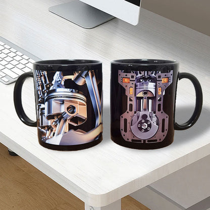Keramisk kaffemugg med motormotiv för mekaniker
