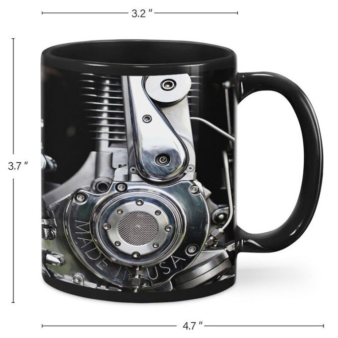 Keramisk kaffemugg med motormotiv för mekaniker