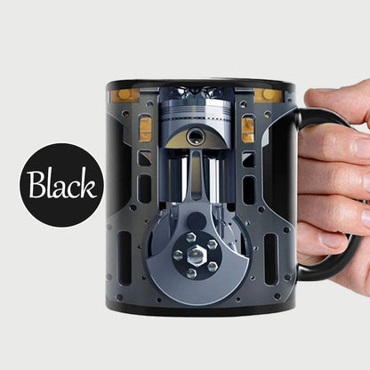 Keramisk kaffemugg med motormotiv för mekaniker