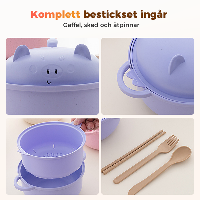 Kreativt och mikrovågssäkert ramenskålsset