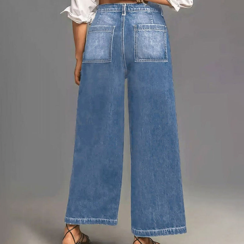 Damjeans med hög midja och vida ben