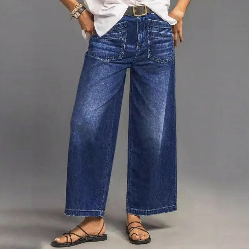 Damjeans med hög midja och vida ben