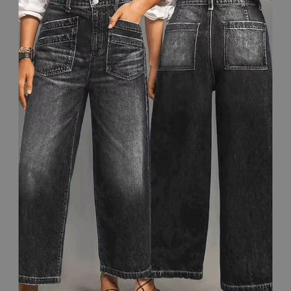 Damjeans med hög midja och vida ben