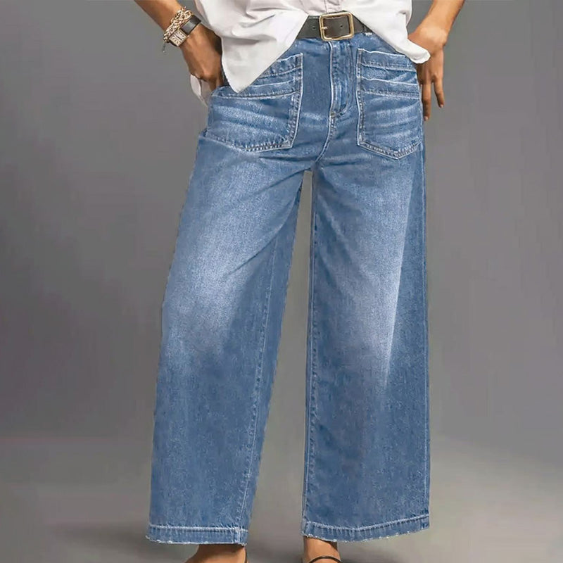 Damjeans med hög midja och vida ben