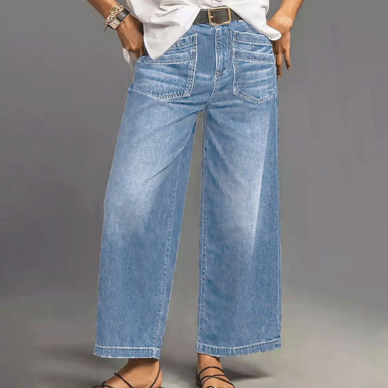 Damjeans med hög midja och vida ben