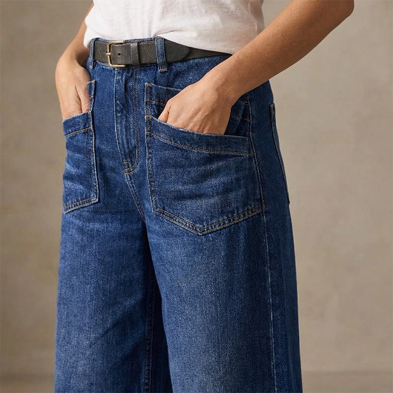 Damjeans med hög midja och vida ben