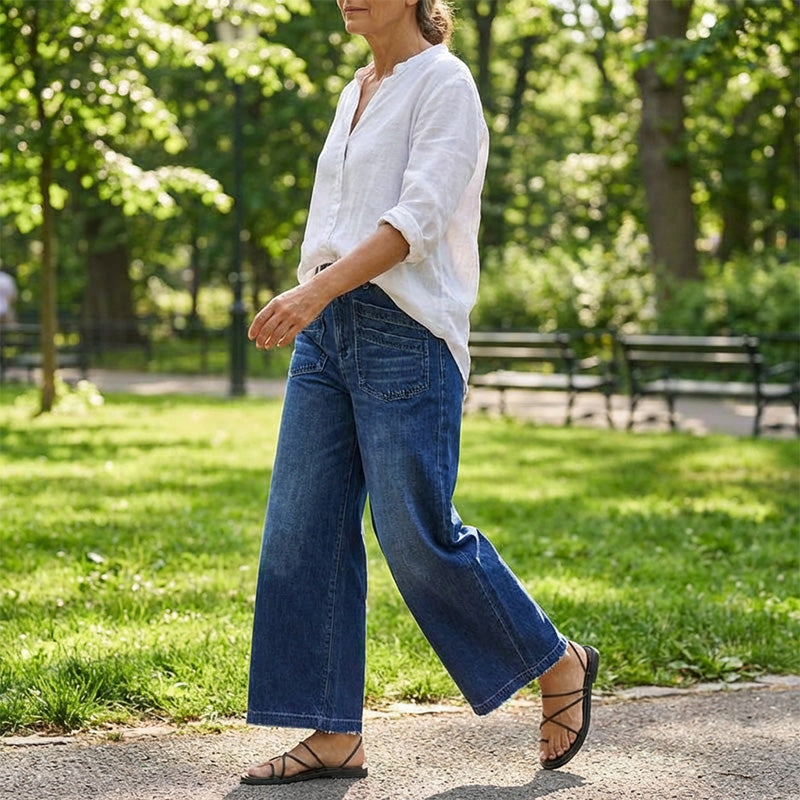 Damjeans med hög midja och vida ben