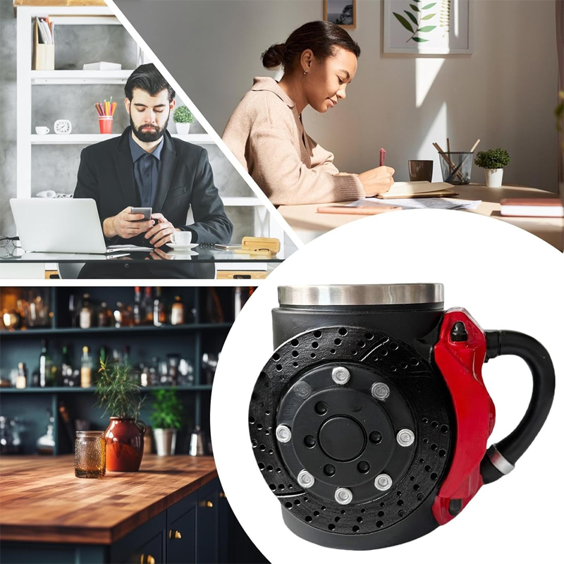 Mugg med humoristisk bromsdesign