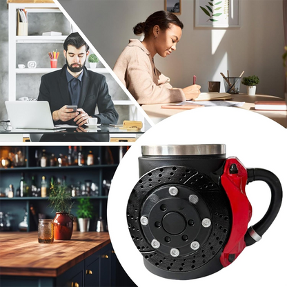 Mugg med humoristisk bromsdesign