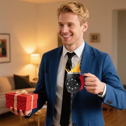 Mugg med humoristisk bromsdesign