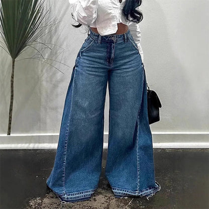 💖Oversized jeans med hög midja och vida ben för dam