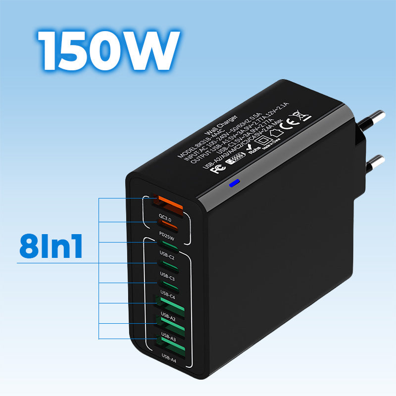 Multi-Port 150W snabbladdare för mobiltelefoner