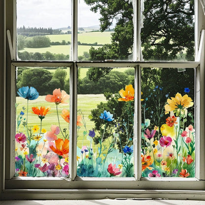 ✨SISTA DAGEN REA 50 % RABATT!💐Färgglad blomsterbukett fönsterdekal🖼️