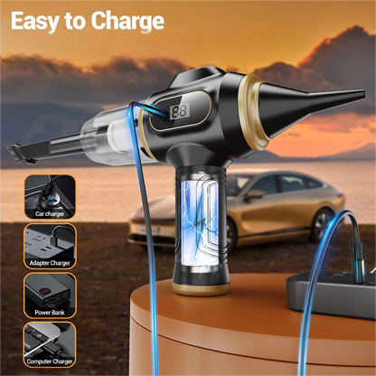 🚗🛡️ 50 % RABATT UNDER BEGRÄNSAD TID! | Sladdlös bildammsugare | 12 000 Pa borstlös motor och 4-i-1 handdammsugare | Bärbart bilvårdsset med snabbladdning via USB-C