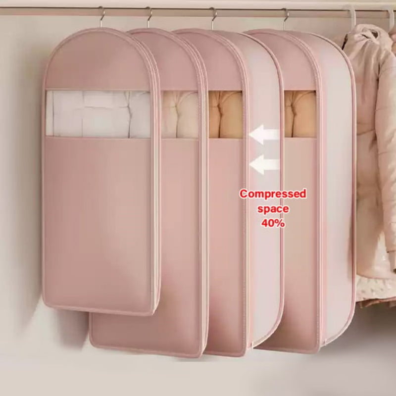📦 50% RABATT! Hängande Klädpåse med Självkomprimerande Dragkedja – Skrynkelfri, Vattentät & Utrymmesbesparande!