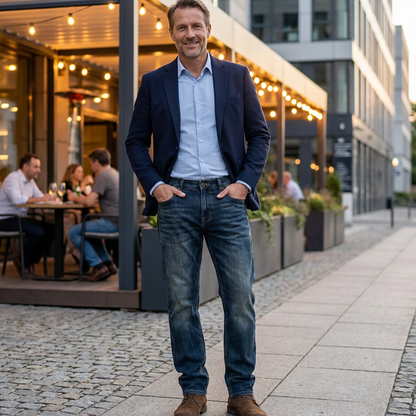 Stretchjeans med raka ben för herr