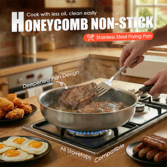 Honeycomb non-stick stekpanna i rostfritt stål