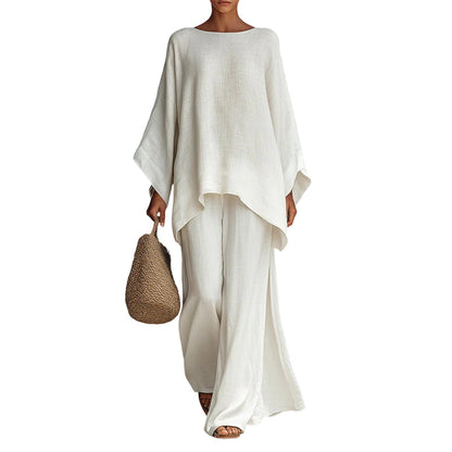 👚 50% RABATT! 👖 Löst Sittande Långärmad Topp & Vida Byxor Set – Bekväm passform, Mjukt material & Avslappnad stil ✨