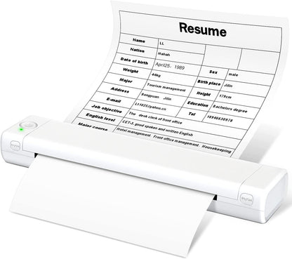 Bärbar trådlös skrivare, idealisk för resan, D810 Bluetooth-termisk skrivare, stödjer pappersformatet US Letter 8,5 x 11 tum, inklusive skrivare för tatueringsstudior och kontor.
