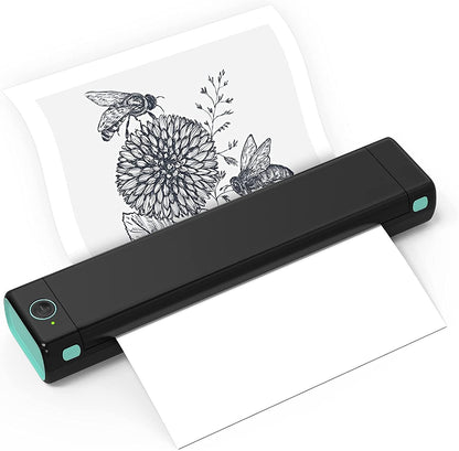 Bärbar trådlös skrivare, idealisk för resan, D810 Bluetooth-termisk skrivare, stödjer pappersformatet US Letter 8,5 x 11 tum, inklusive skrivare för tatueringsstudior och kontor.