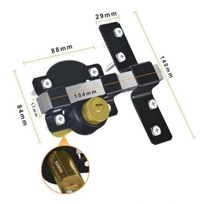 🔒 50% RABATT NU! 🚪 Tungt Grindlås – 50/70mm Lång Skott, 5 Nycklar Ingår – Dubbelsidig Nyckelåtkomst, Rostbeständig Järnkonstruktion 🔑