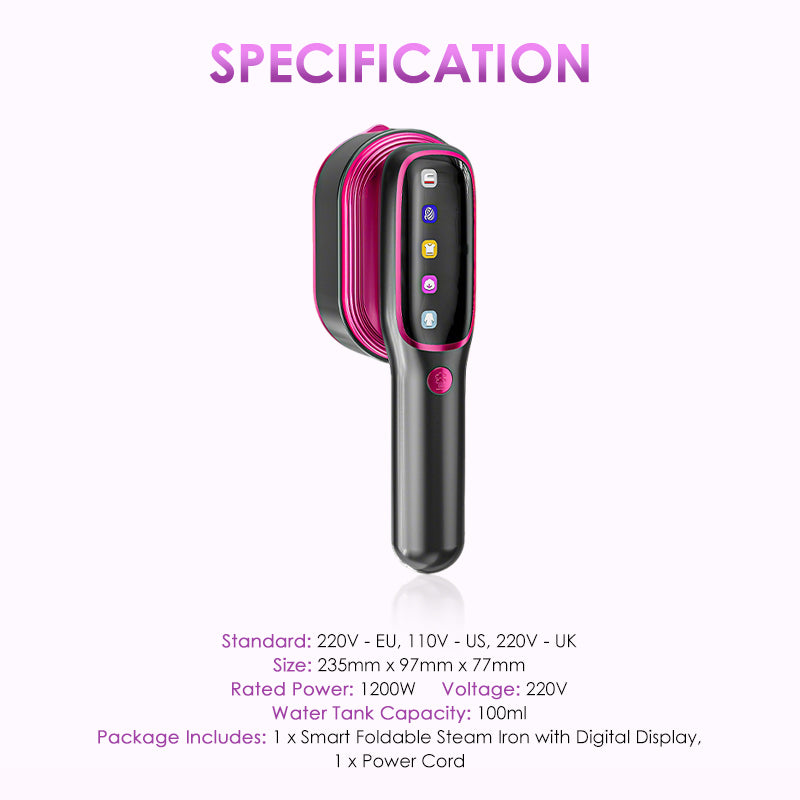 Smart Foldable Steam Iron with Digital Display
