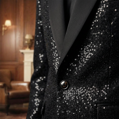 Mäns Svart Sparkle Tuxedo Dräkt Set