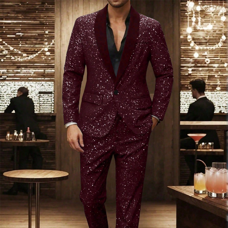 Mäns Svart Sparkle Tuxedo Dräkt Set