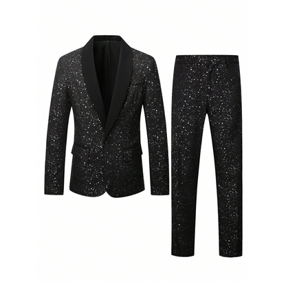 Mäns Svart Sparkle Tuxedo Dräkt Set