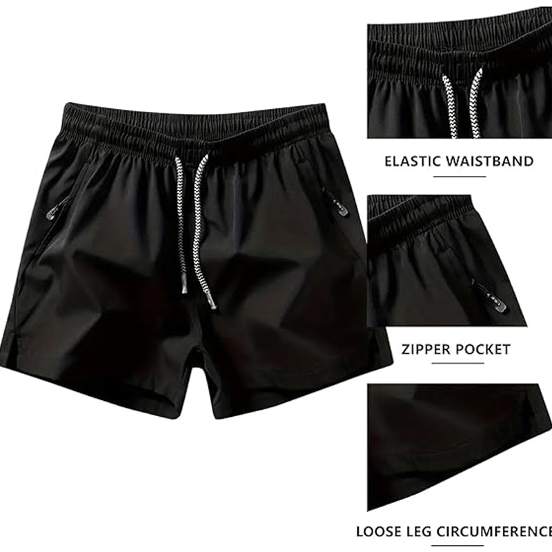Snabborkande sportshorts för herr med fickor med dragkedja