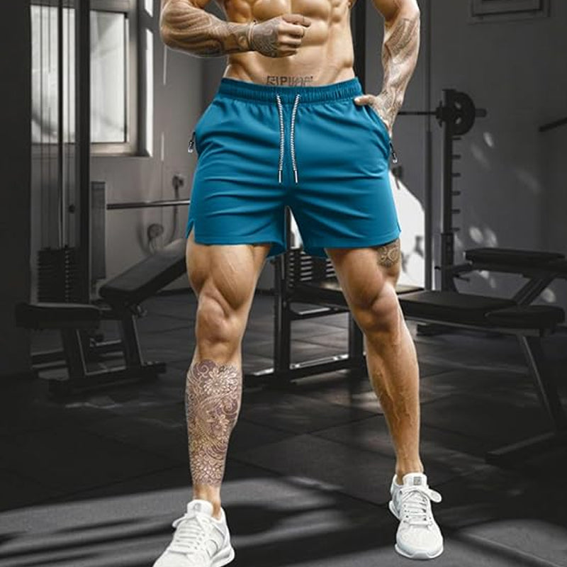 Snabborkande sportshorts för herr med fickor med dragkedja