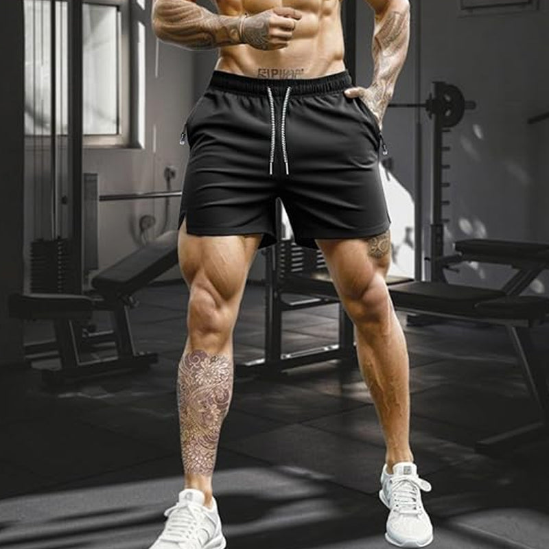 Snabborkande sportshorts för herr med fickor med dragkedja