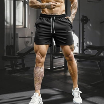Snabborkande sportshorts för herr med fickor med dragkedja