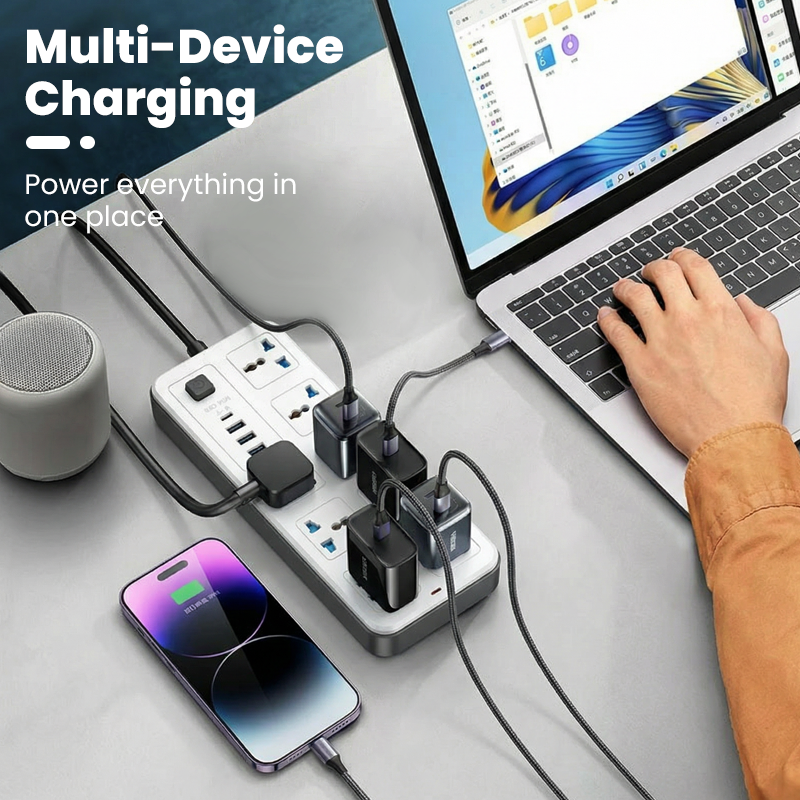 🔥🎁Nyhet 50 % RABATT🔥Eluttag med flera uttag och lång förlängningssladd – USB-laddningsportar ingår