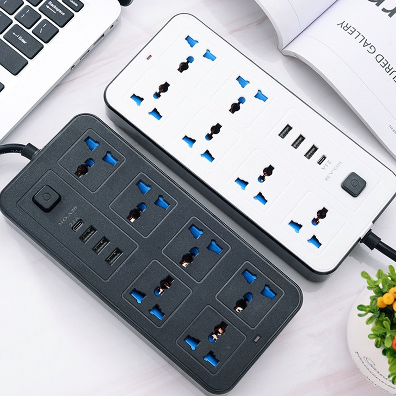 🔥🎁Nyhet 50 % RABATT🔥Eluttag med flera uttag och lång förlängningssladd – USB-laddningsportar ingår