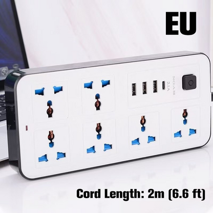 🔥🎁Nyhet 50 % RABATT🔥Eluttag med flera uttag och lång förlängningssladd – USB-laddningsportar ingår