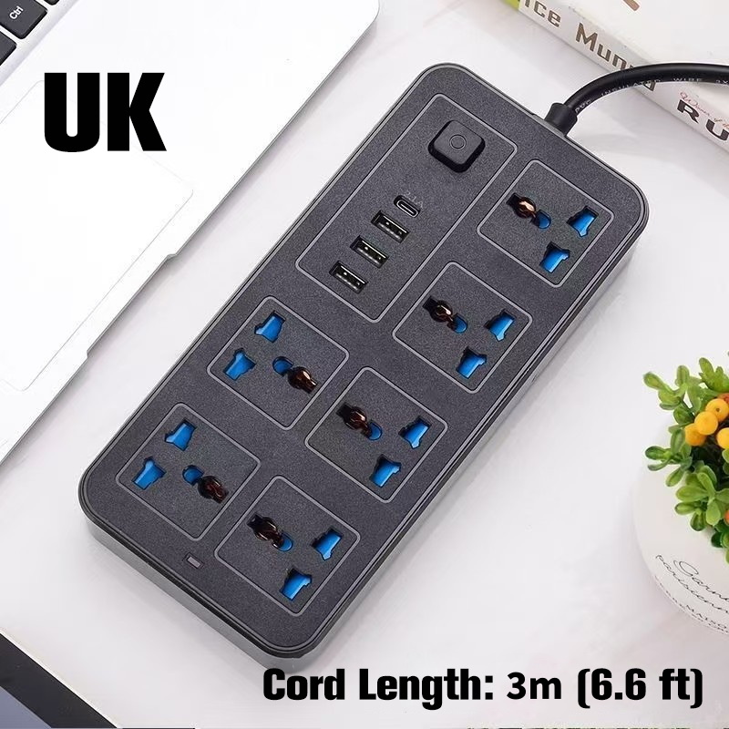 🔥🎁Nyhet 50 % RABATT🔥Eluttag med flera uttag och lång förlängningssladd – USB-laddningsportar ingår