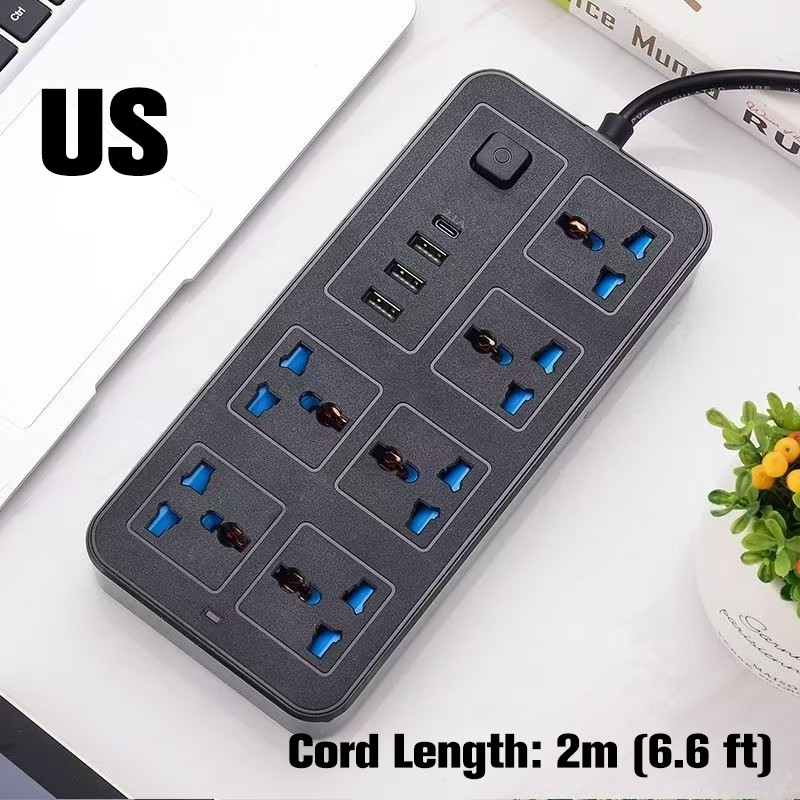 🔥🎁Nyhet 50 % RABATT🔥Eluttag med flera uttag och lång förlängningssladd – USB-laddningsportar ingår