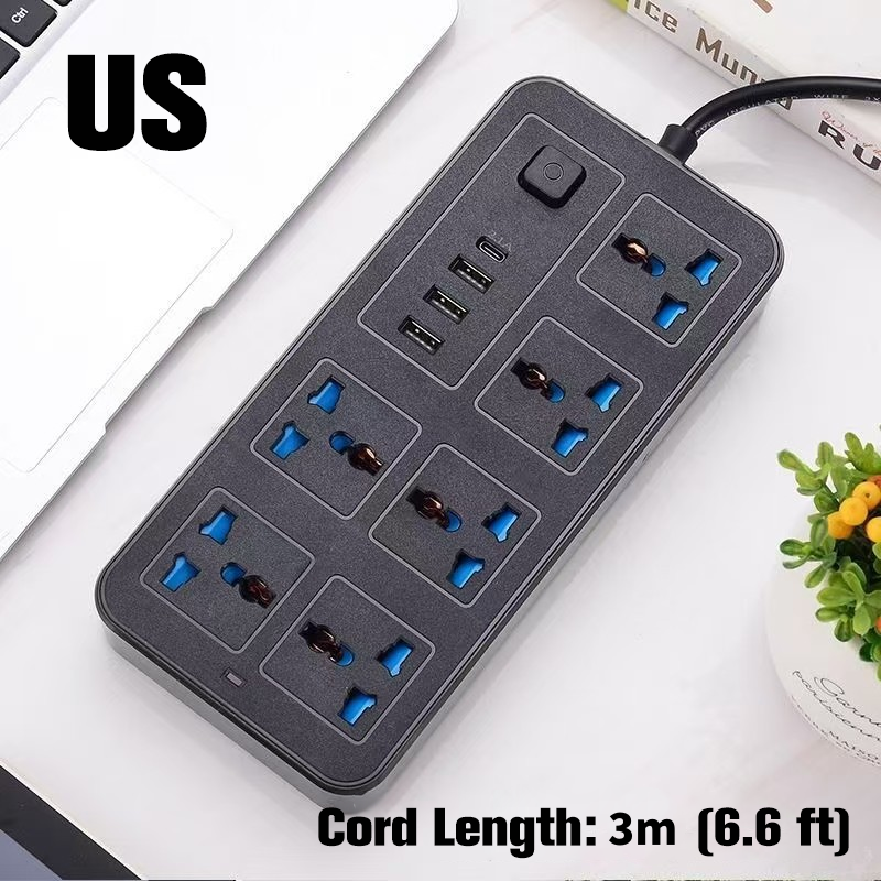 🔥🎁Nyhet 50 % RABATT🔥Eluttag med flera uttag och lång förlängningssladd – USB-laddningsportar ingår