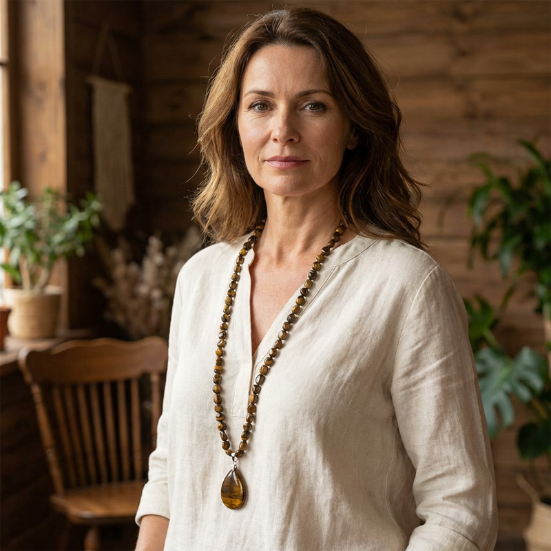 Syntetisk kristall halsband med Teardrop hänge