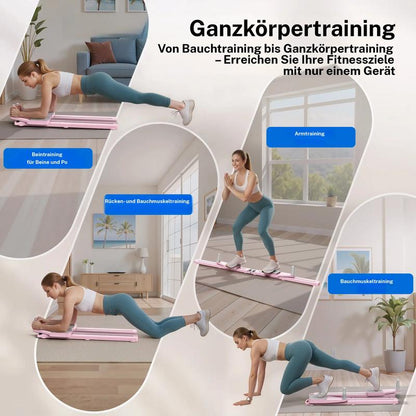 Multifunktionell träningsbänk för magmusklerna, hopfällbar Pilates-Reformer med knä Timer & motståndsband för hemmet Träning av magmuskler, rygg, axlar och ben